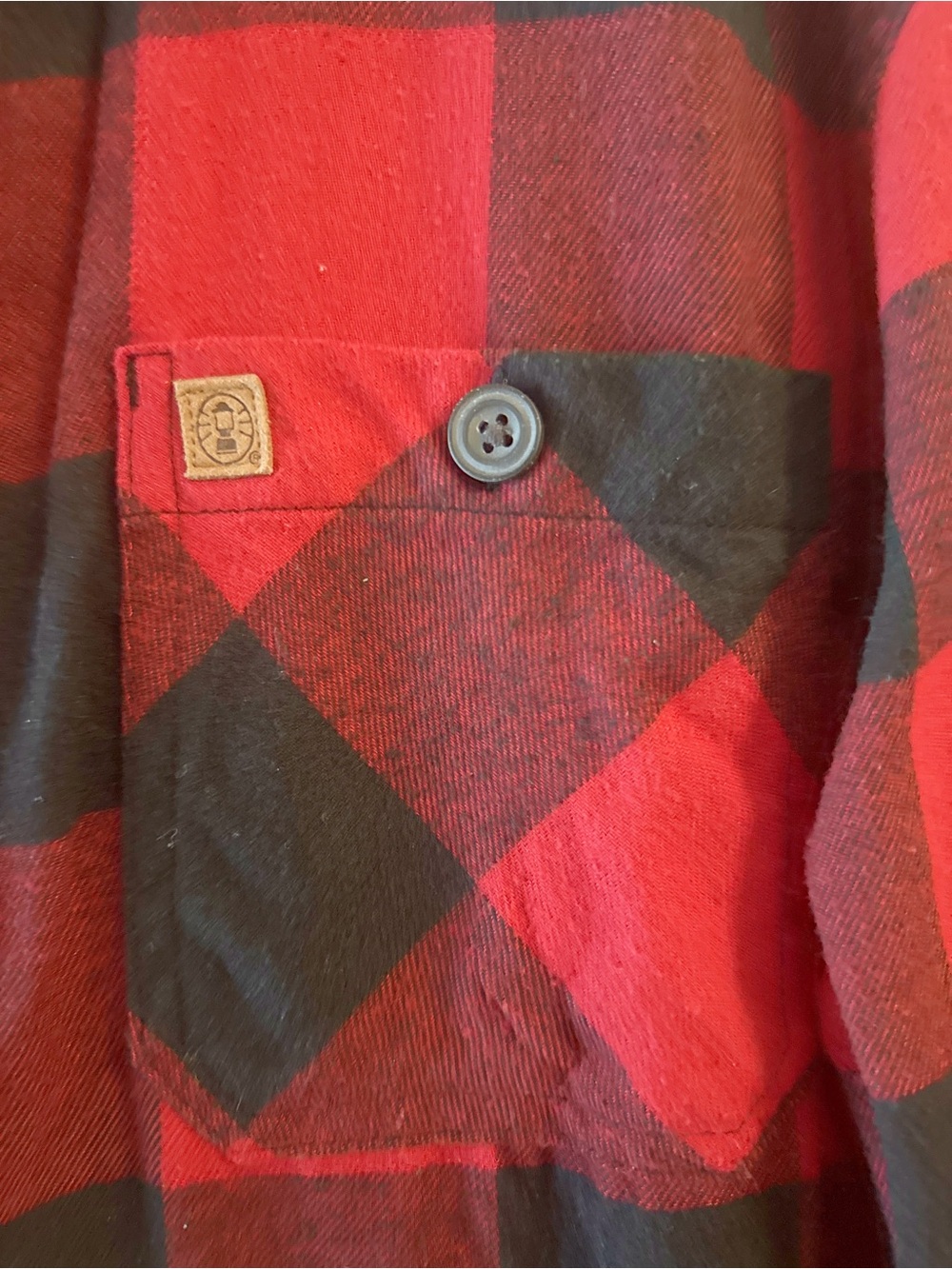 Coleman Red Black Buffalo Plaid Flannel Button Down Shirt Pockets Mens M - Picture 4 of 8